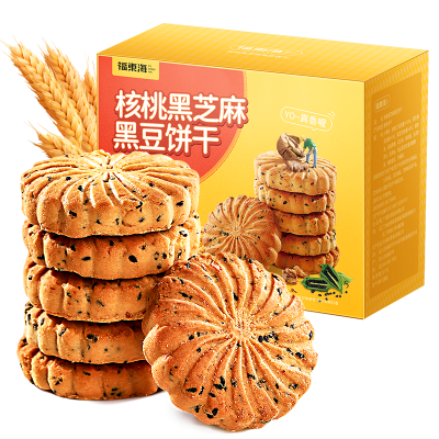 【福东海】核桃黑芝麻黑豆饼干450克/盒 FDH07010024