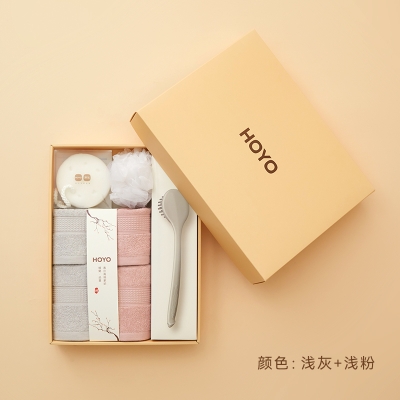 HOYO沐浴7件套7736（毛巾2条+方巾2条+浴花1个+海绵1块+沐浴刷1个）