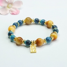 馬传玉 黄金虎晴石手串糖心玛瑙手链（虎晴石10mm,玛瑙8mm）MCY089