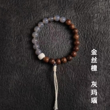 馬传玉 金丝檀灰玛瑙手串 弹力绳 MCY099