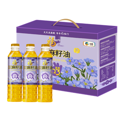 中粮福临门营养家亚麻籽油400ml*3（3瓶配礼盒）