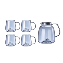 博堡望山玻璃冷水壶套装BWS-TZ010 水壶1750mL+分享杯350mL*4