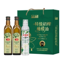 品利特级初榨橄榄油500mlx2+喷雾200ml礼盒