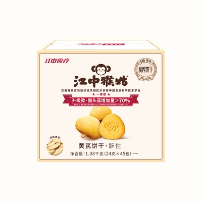 江中猴姑0糖酥性饼干1.08kg（三角形、猴头菇6%）
