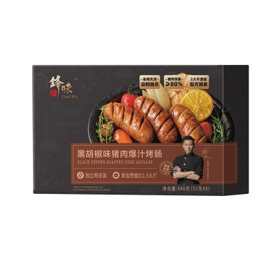 锋味派黑胡椒味猪肉爆汁烤肠440g