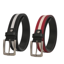 PLOVER香港啄木鸟织带超纤拼接针扣腰带GD00019-ZA-B2【黑色】/GD00019-ZH-B2【红色】