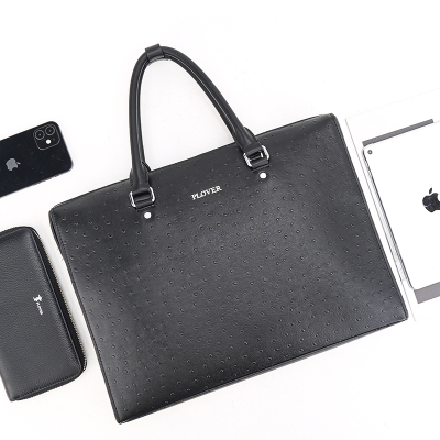 PLOVER香港啄木鸟鸵鸟纹二层牛皮公文包 GDGWB027-5A