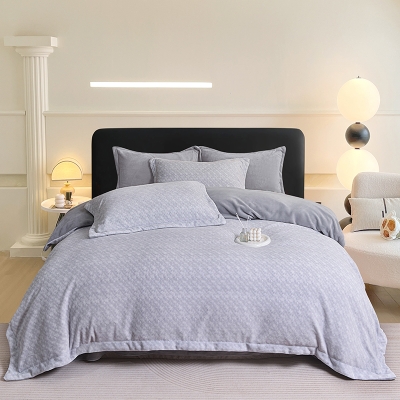 罗曼罗兰水晶绒四件套 雾蓝星点 TJ003