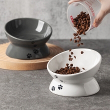 漫沃星系平口陶瓷猫碗MC-601白色/MC-602灰色  /斜口陶瓷猫碗MC-603白色/斜口MC-604灰色