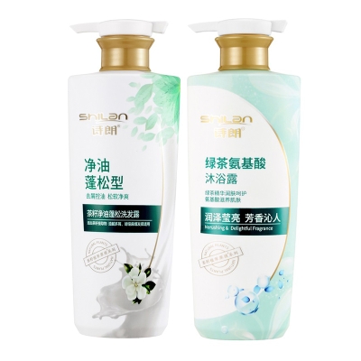 诗朗【净油蓬松】洗沐组合 茶籽洗发+绿茶沐浴 500g*2 SLTZ1000G006